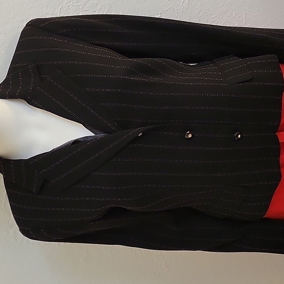 VTG STUDIO ONE 1980s Dotted Trendy Pinstripe Antique Lace Academia Blazer - Picture 6 of 8